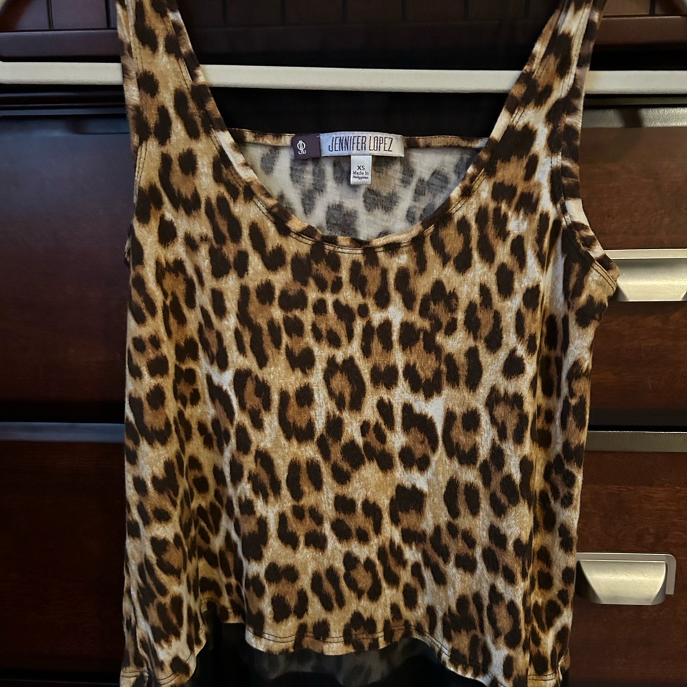 Jennifer Lopez Cheetah Leopard Crop Tank Top